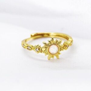 Gold Opal Sun Ring - 18k Gold Plated